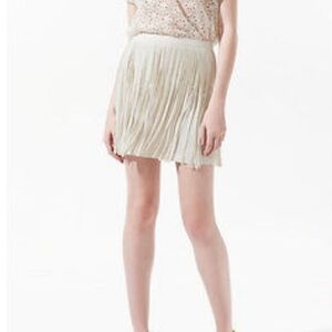 Zara Basics Womens Small Fringe Cream Mini Skirt